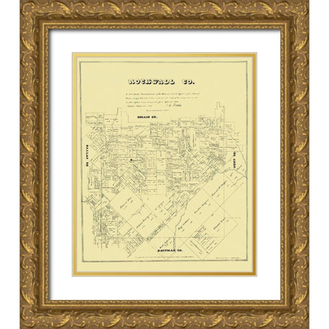 Rockwall Texas Landowner - Land Office 1880 Gold Ornate Wood Framed Art Print with Double Matting by Land Office