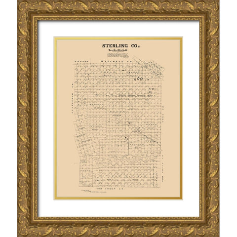 Sterling County Texas - McGaughey 1892  Gold Ornate Wood Framed Art Print with Double Matting by McGaughey