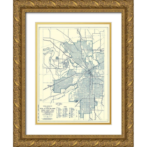 Taylor Ranch Texas Quad - USGS 1969 Gold Ornate Wood Framed Art Print with Double Matting by USGS
