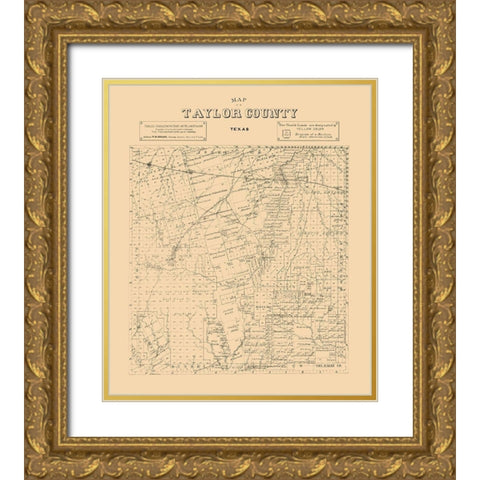 Taylor County Texas - Abrams 1890  Gold Ornate Wood Framed Art Print with Double Matting by Abrams