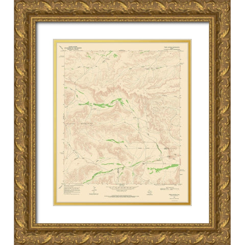 Toms Canyon Texas Quad - USGS 1968 Gold Ornate Wood Framed Art Print with Double Matting by USGS