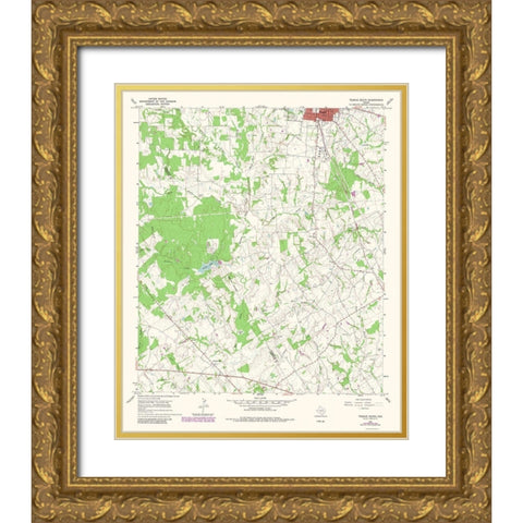 Teague South Texas Quad - USGS 1966 Gold Ornate Wood Framed Art Print with Double Matting by USGS