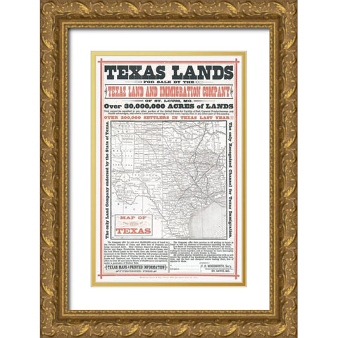 Texas Lands Sale - Woodworth  Gold Ornate Wood Framed Art Print with Double Matting by Woodward