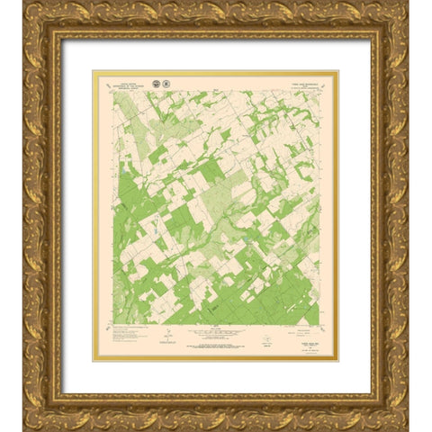 Three Oaks Texas Quad - USGS 1961 Gold Ornate Wood Framed Art Print with Double Matting by USGS