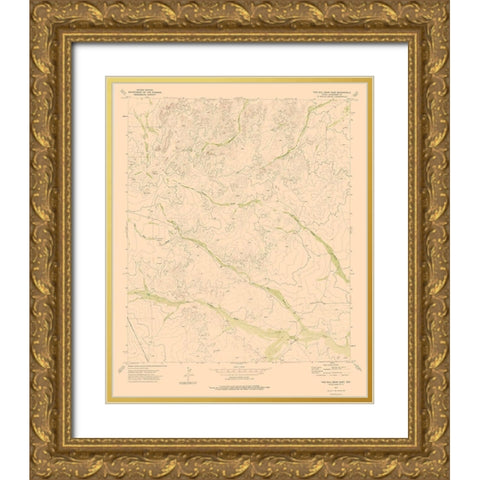 Two Mill Draw East Texas Quad - USGS 1973 Gold Ornate Wood Framed Art Print with Double Matting by USGS