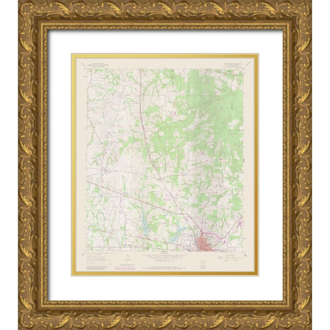 Teague  North Texas Quad - USGS 1963 Gold Ornate Wood Framed Art Print with Double Matting by USGS