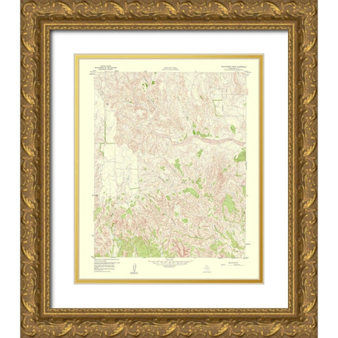 Troublesome Creek Texas Quad - USGS 1960 Gold Ornate Wood Framed Art Print with Double Matting by USGS