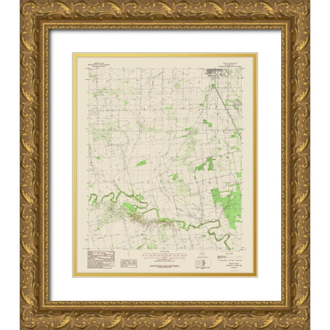 Truby Texas Quad - USGS 1984 Gold Ornate Wood Framed Art Print with Double Matting by USGS