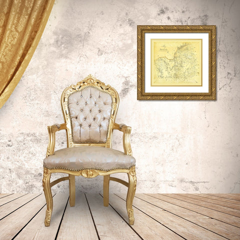 Travis County Texas Gold Ornate Wood Framed Art Print with Double Matting by Unknown