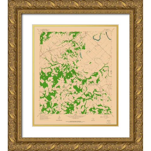 Tunis Texas Quad - USGS 1962 Gold Ornate Wood Framed Art Print with Double Matting by USGS