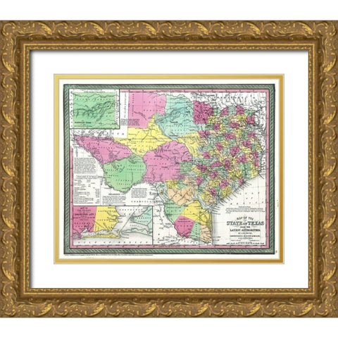 Texas - Young 1850 Gold Ornate Wood Framed Art Print with Double Matting by Young