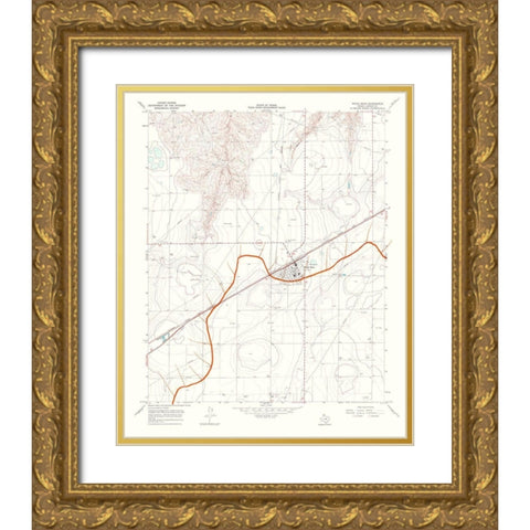 White Deer Texas Quad - USGS 1967 Gold Ornate Wood Framed Art Print with Double Matting by USGS