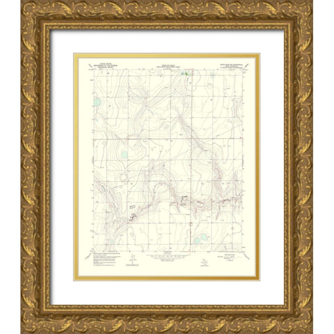 White Deer Southwest Texas Quad - USGS 1967 Gold Ornate Wood Framed Art Print with Double Matting by USGS