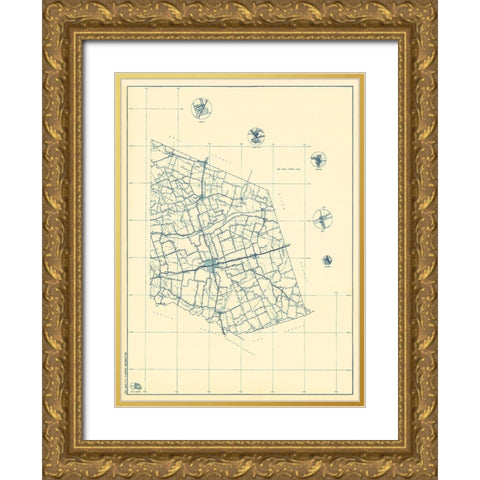 Williamson Texas 2 of 2 - Highway Dept 1936 Gold Ornate Wood Framed Art Print with Double Matting by Highway Dept
