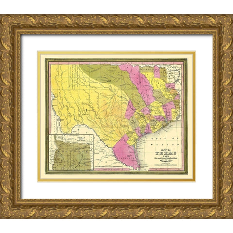 Texas - Mitchell 1846 Gold Ornate Wood Framed Art Print with Double Matting by Mitchell