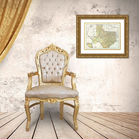 Texas - Rand McNally 1897 Gold Ornate Wood Framed Art Print with Double Matting by Rand McNally