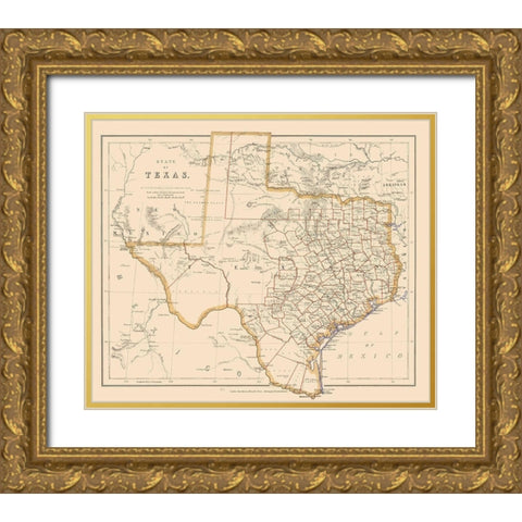 Texas - Stanford 1857 Gold Ornate Wood Framed Art Print with Double Matting by Stanford