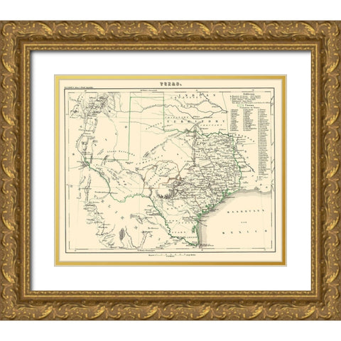 Texas - Lange 1854 Gold Ornate Wood Framed Art Print with Double Matting by Lange