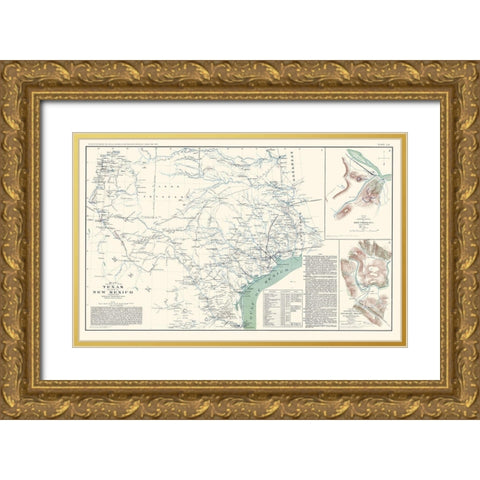 Texas, New Mexico - US War Dept 1857 Gold Ornate Wood Framed Art Print with Double Matting by US War Dept