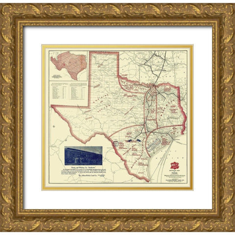 Texas Farming - Richey 1870 Gold Ornate Wood Framed Art Print with Double Matting by Richey