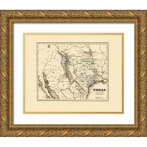 Texas Republic - Meyer 1846 Gold Ornate Wood Framed Art Print with Double Matting by Meyer