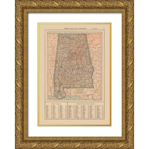 Alabama - Reynold 1921 Gold Ornate Wood Framed Art Print with Double Matting by Reynold