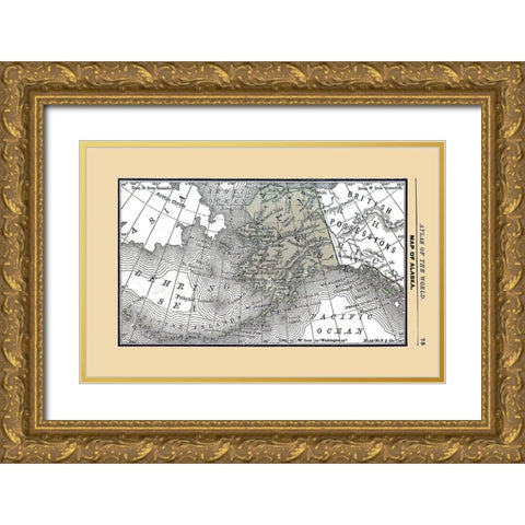 Alaska - Alden 1886 Gold Ornate Wood Framed Art Print with Double Matting by Alden
