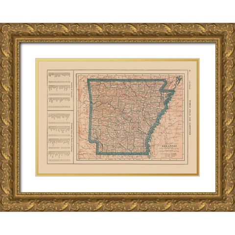 Arkansas - Reynold 1921 Gold Ornate Wood Framed Art Print with Double Matting by Reynold