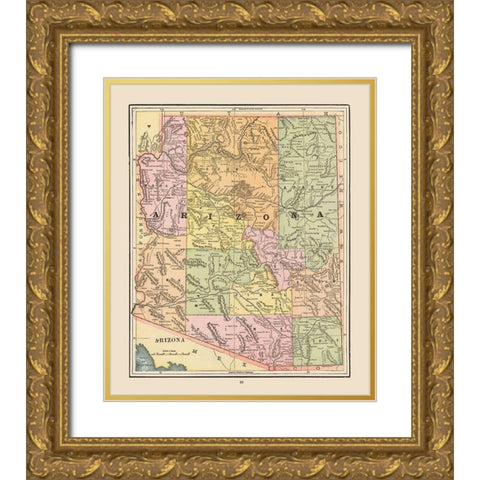 Arizona - Cram 1892 Gold Ornate Wood Framed Art Print with Double Matting by Cram