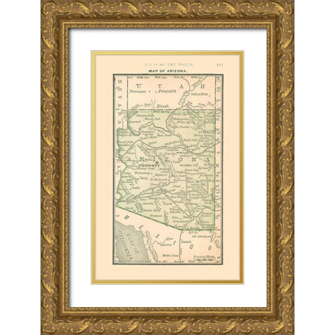 Arizona - Alden 1886 Gold Ornate Wood Framed Art Print with Double Matting by Alden