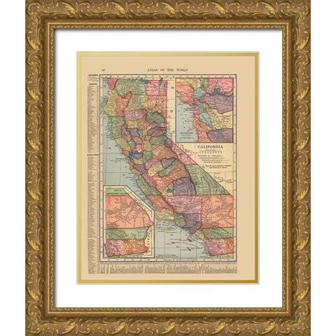 California - Hammond 1910 Gold Ornate Wood Framed Art Print with Double Matting by Hammond