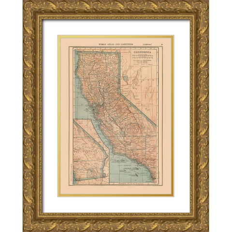 California - Reynold 1921 Gold Ornate Wood Framed Art Print with Double Matting by Reynold
