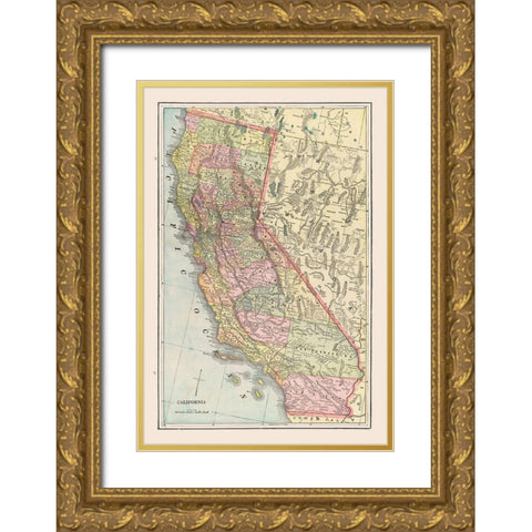 California - Cram 1892 Gold Ornate Wood Framed Art Print with Double Matting by Cram