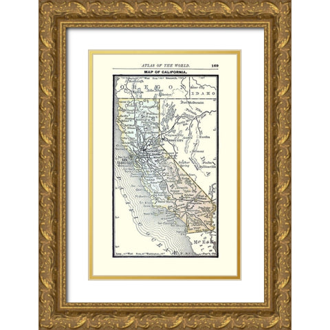 California - Alden 1886 Gold Ornate Wood Framed Art Print with Double Matting by Alden