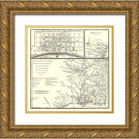 Mississippi River Valley to Canada - Machuca 1762 Gold Ornate Wood Framed Art Print with Double Matting by Machuca