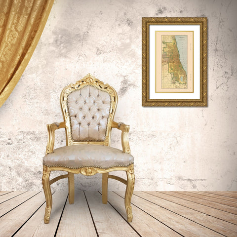 Chicago  Illinois - Hammond 1910 Gold Ornate Wood Framed Art Print with Double Matting by Hammond