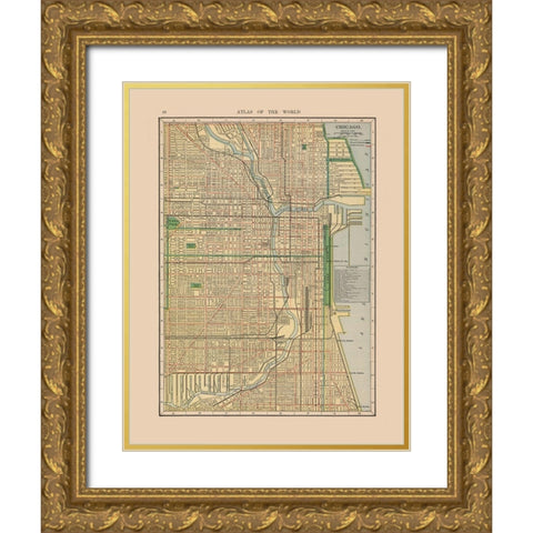 Chicago  Illinois  - Hammond 1910 Gold Ornate Wood Framed Art Print with Double Matting by Hammond