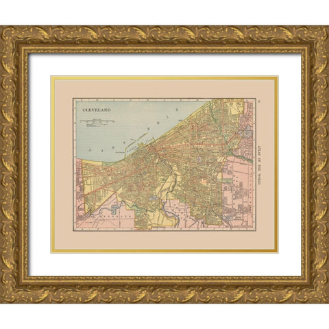 Cleveland  Ohio - Hammond 1910 Gold Ornate Wood Framed Art Print with Double Matting by Hammond