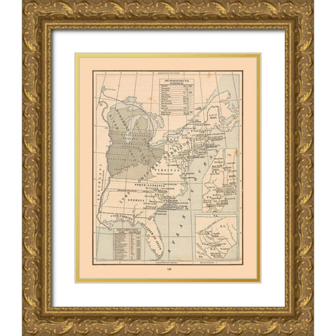 United States, Constitution - Cram 1888 Gold Ornate Wood Framed Art Print with Double Matting by Cram