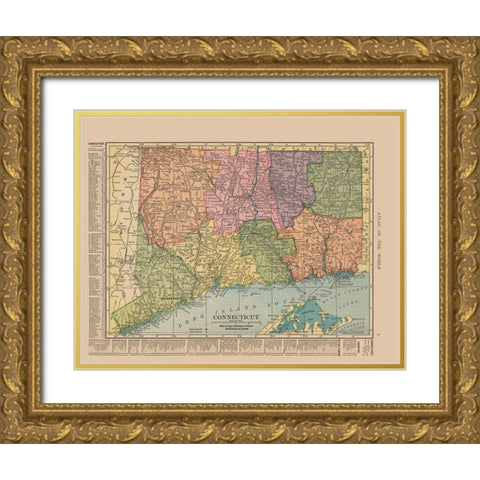 Connecticut - Hammond 1910 Gold Ornate Wood Framed Art Print with Double Matting by Hammond