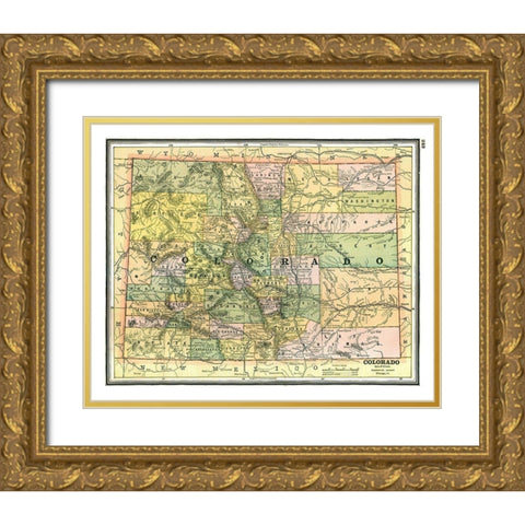 Colorado - Johnson 1888 Gold Ornate Wood Framed Art Print with Double Matting by Johnson
