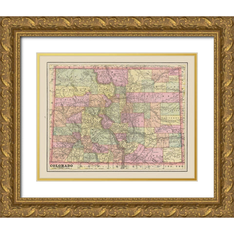Colorado - Cram 1892 Gold Ornate Wood Framed Art Print with Double Matting by Cram