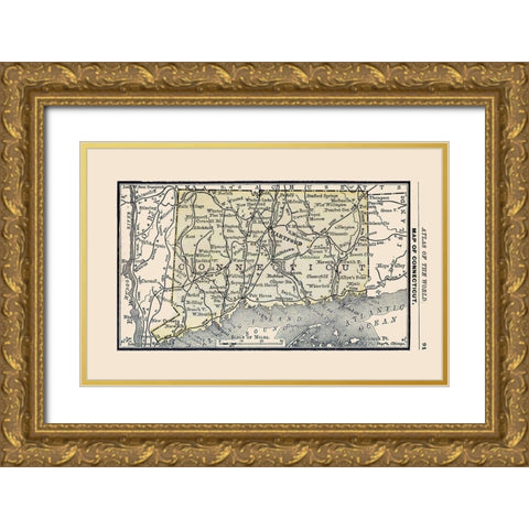 Connecticut - Alden 1886 Gold Ornate Wood Framed Art Print with Double Matting by Alden