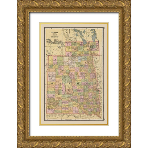 Dakota - Johnson 1888 Gold Ornate Wood Framed Art Print with Double Matting by Johnson