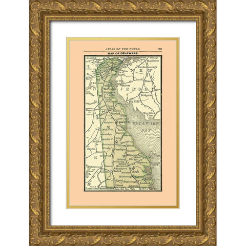 Delaware - Alden 1886 Gold Ornate Wood Framed Art Print with Double Matting by Alden
