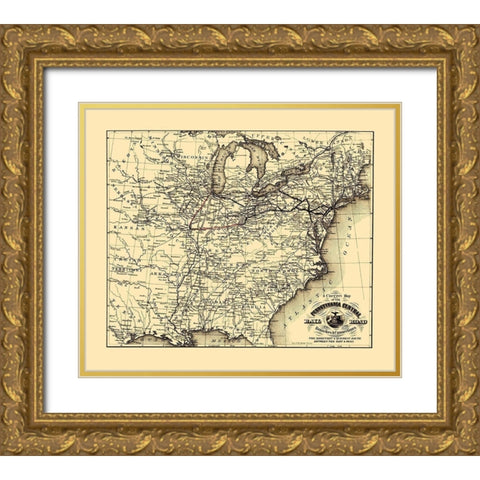 Pennsylvania Central Railroad - Mendel 1854 Gold Ornate Wood Framed Art Print with Double Matting by Mendel