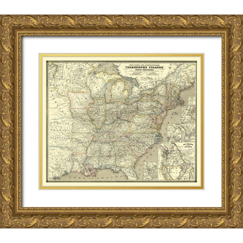 United States Eastern - Weik 1855 Gold Ornate Wood Framed Art Print with Double Matting by Weik