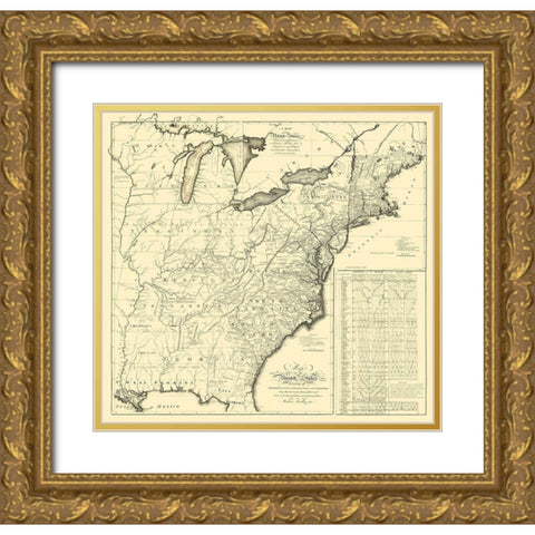 United States Eastern - Bradley 1796 Gold Ornate Wood Framed Art Print with Double Matting by Bradley