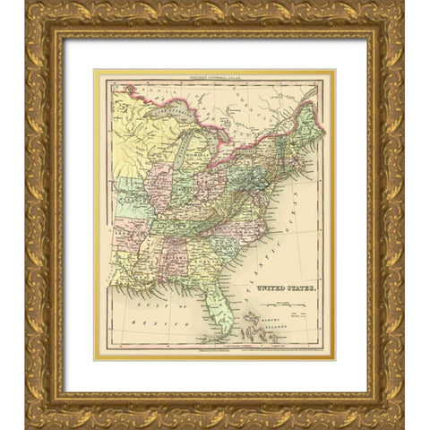 United States Eastern - Tanner 1835 Gold Ornate Wood Framed Art Print with Double Matting by Tanner