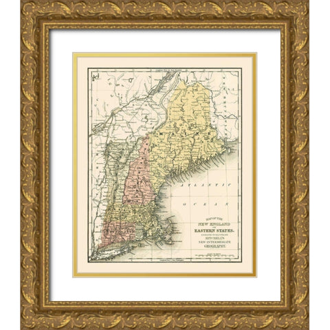 Eastern States - Mitchell 1877 Gold Ornate Wood Framed Art Print with Double Matting by Mitchell